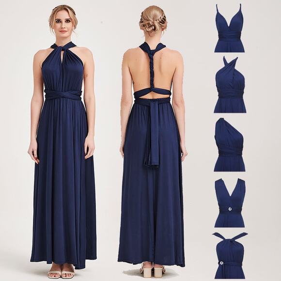 Lulus Dresses & Skirts - Lulus Always Stunning Convertible Multi Way Maxi Dress Size M Medium Navy